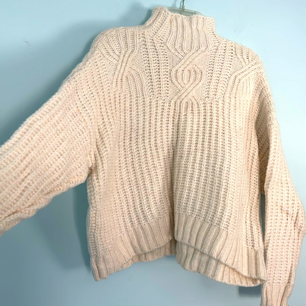 aerie wool blend turtleneck, cable knit sweater, size medium